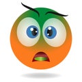Sick emoji. Yellow funny face. Round character with big eyes.